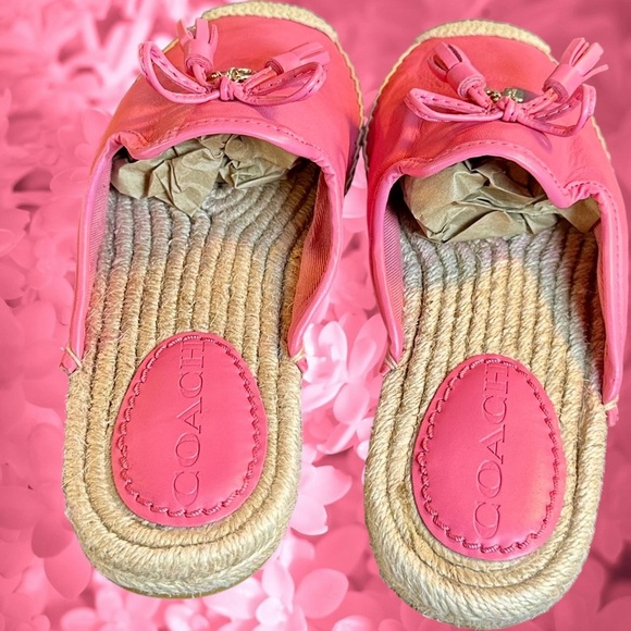 NWOT Coach 'Cassidy' Leather Slip-On Espadrille Mules in "Pink Ruby" Size 5 - Picture 5 of 15